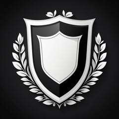 Obraz premium AI generative. Frame border shield of shaped emblem black on white background, isolated for logo, identity. Retro style. 24