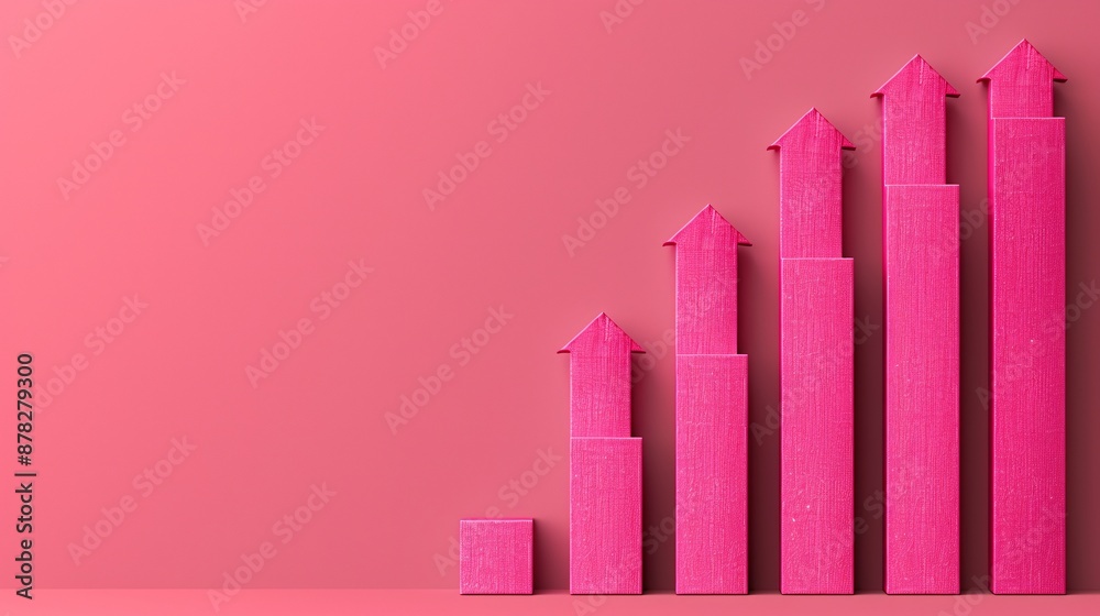 Aufkleber paper craft bar graph with ascending bars in financial concept stock photo with copy space