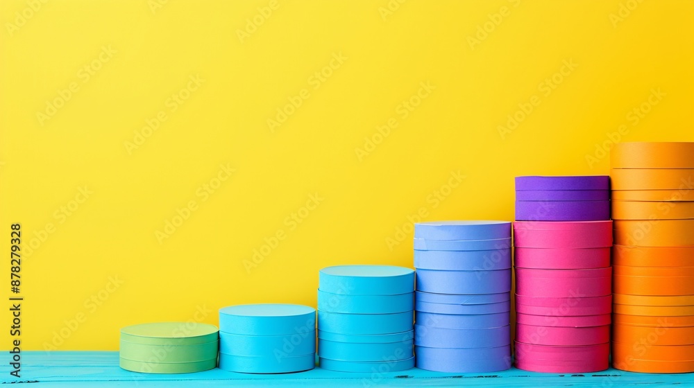 Aufkleber paper craft bar graph with ascending bars in financial concept stock photo with copy space