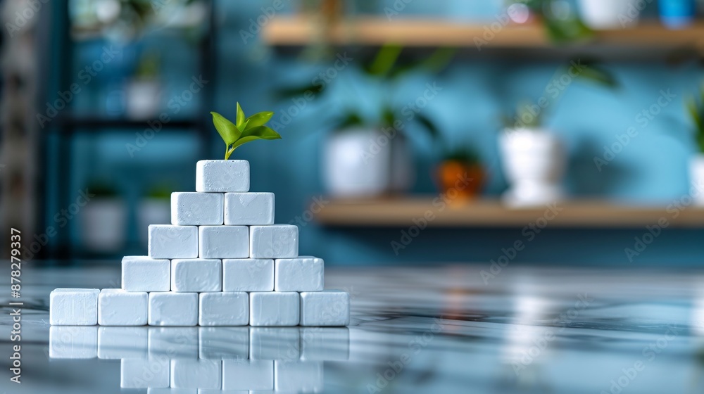 Aufkleber paper craft bar graph with ascending bars in financial concept stock photo with copy space
