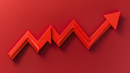 Minimal paper cutout of a downward stock market arrow Stock Photo with copy space