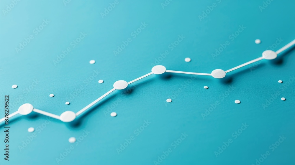 Poster minimalist paper art of a line graph showing growth stock photo with copy space