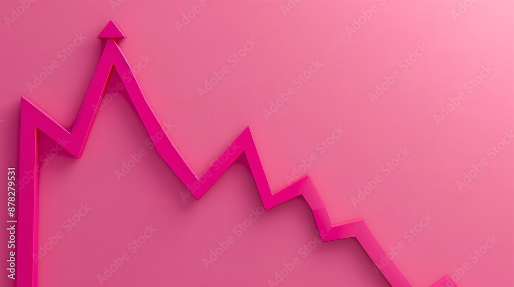 Poster minimalist paper art of a line graph showing growth stock photo with copy space