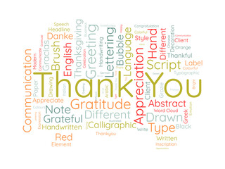 Thank You wordcloud template. Greeting concept vector background.