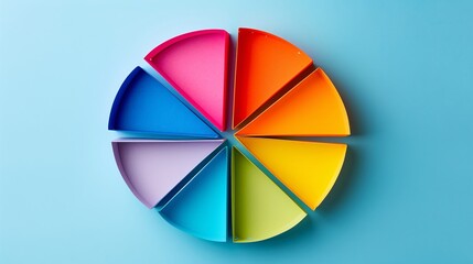 Fototapeta premium Minimalist paper cutout of a pie chart with sections Stock Photo with copy space
