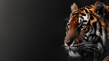 Fototapeta premium portrait of a bengal tiger on black background