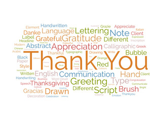 Thank You wordcloud template. Greeting concept vector background.