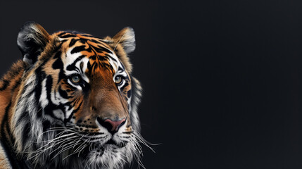 Obraz premium portrait of a bengal tiger on black background