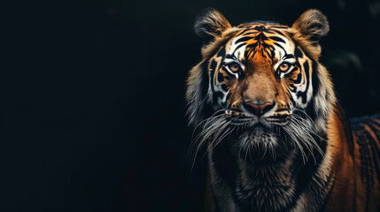Obraz premium portrait of a bengal tiger on black background