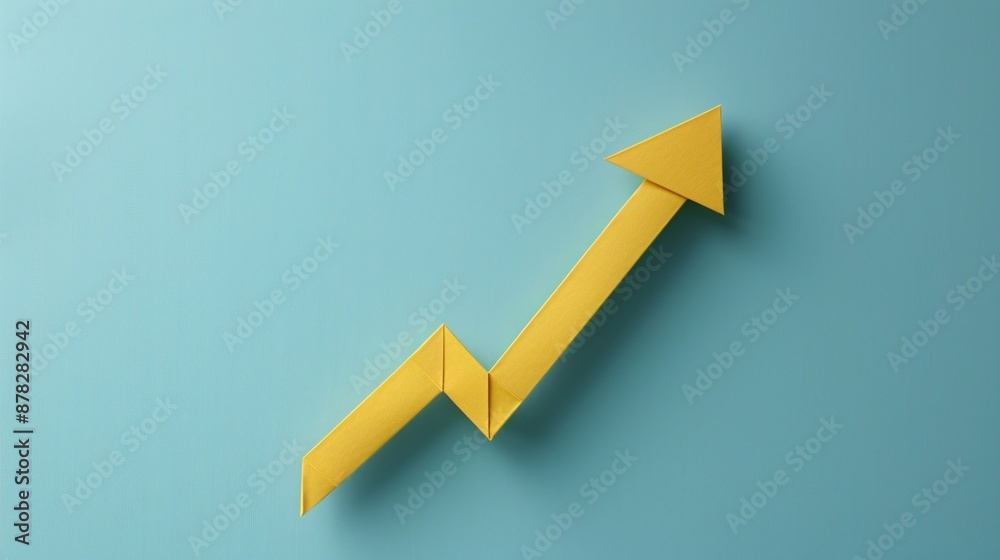 Poster paper craft art of an upward trending stock chart stock photo with copy space