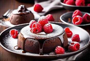 decadent lava rich chocolate dessert molten center, cake, sweet, delicious, indulgent, pastry, baked, treat, gourmet, tasty, confection, cocoa, gooey