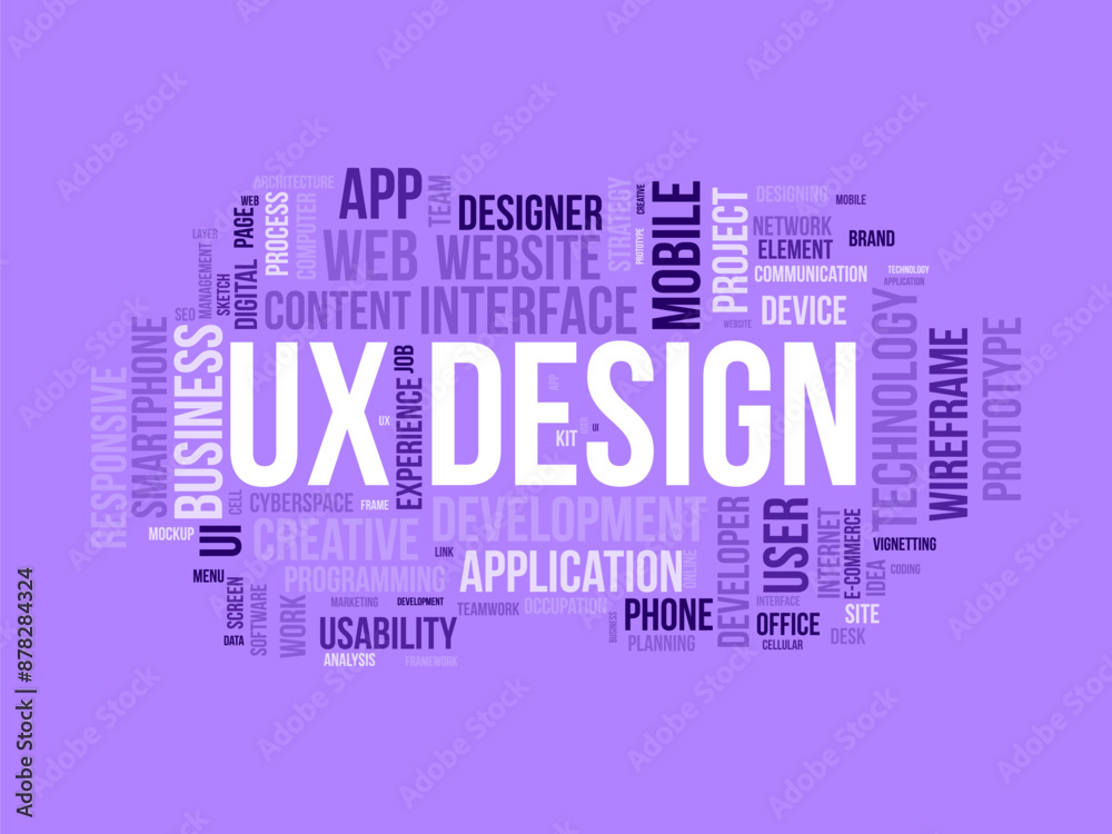 Wall mural ux design wordcloud template. web business concept vector background.