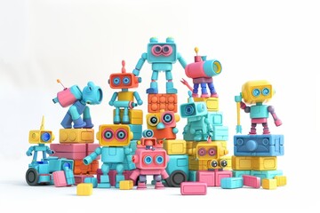 Obraz premium A group of robots are standing together on background