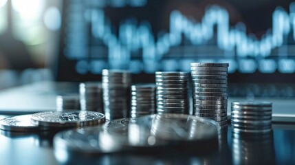 Minimal paper art of financial gains with statistical charts Stock Photo with copy space