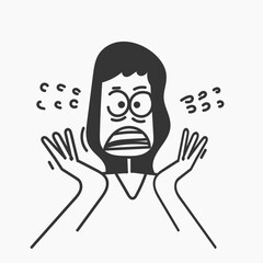 hand drawn doodle person with terrified face