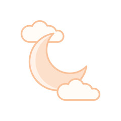 Crescent Moon with Clouds vector icon