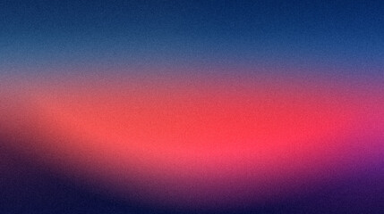 Ziarniste gradientowe tło w kolorach niebieski różowy fioletowy, szum tekstura na tapecie. Szablon baneru lub plakatu w stylu graficznym retro. Światła ledowe holo bokeh na projekcie okładki © Grainy background