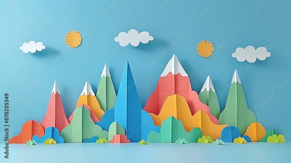 Aufkleber minimal paper art of financial analysis with charts and graphs stock photo with copy space