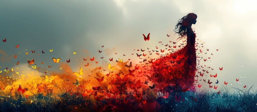 Woman With Wings of Butterflies