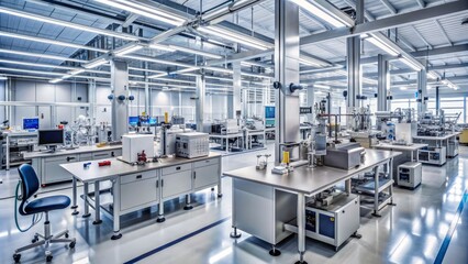 Fototapeta premium State-of-the-art laboratory equipment and modern machinery dominate the scene, exemplifying precision and dedication to groundbreaking scientific research.