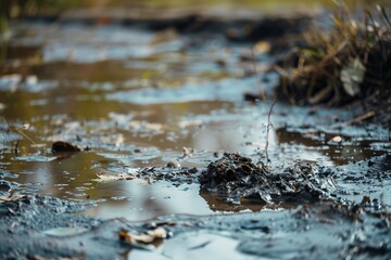 Fototapeta premium Muddy puddle in the forest