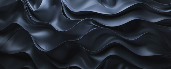 Obraz premium Abstract dark blue fabric waves close up