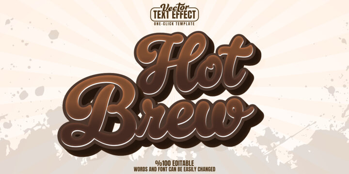 Coffee editable text effect, customizable espresso and latte 3d font style