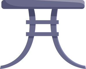 Modern round table with wooden top standing on two curved legs isolated on white background