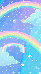 Colorful Rainbow and Stars Fantasy Wallpaper