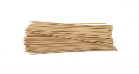 Soba noodles isolated. Soba raw noodles bunch isolated on white