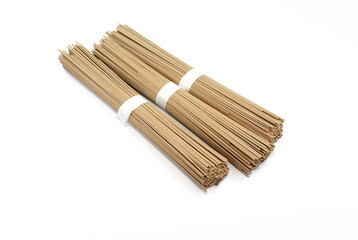 Soba noodles isolated. Soba raw noodles bunch isolated on white