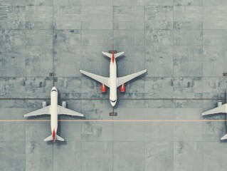 Airport Efficiency: Multiple Airline Planes Ready for Boarding in Minimalist Style