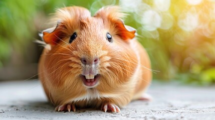Cute Guinea Pig with Big Teeth