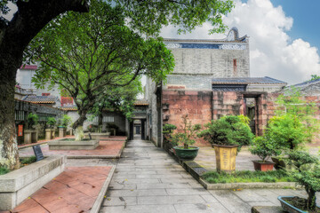 Foshan city, Guangdong, China. Bijiang Jinlou (Gold Tower) is a famous ancient building complex,  has a history of several hundred years. It retains Lingnan style characteristics. 