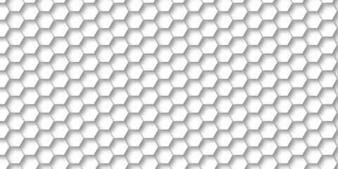 Abstract pattern with hexagonal white and gray technology line paper background. Hexagonal grid tile and mosaic structure mess cell. white and gray hexagon honeycomb geometric copy space. 