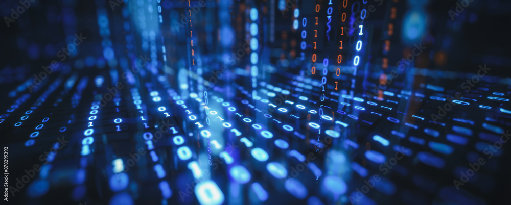 Aufkleber abstract digital binary code data stream illustration