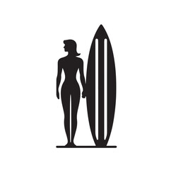 surfer silhouette, surfing board with man and woman vector illustration 