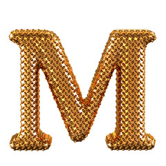 Gold ribbed symbol. letter m