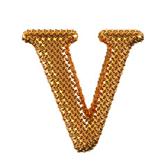 Gold ribbed symbol. letter v