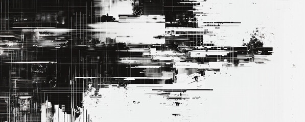 Fototapeta premium Black and white abstract digital glitch pattern background