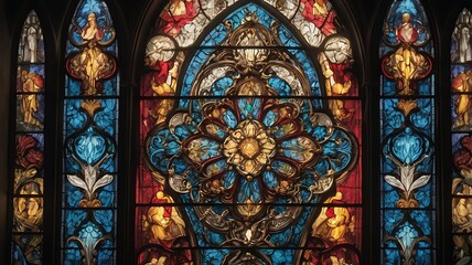 Fototapeta premium Abstract background illustration stained glass pattern colorful