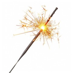 Fireworks Sparkler Lighting up the Night on White Background