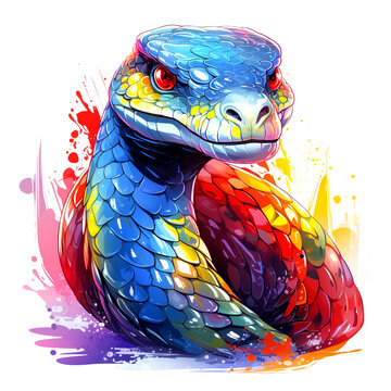 Picture of a beautiful, colorful snake See the strong dimensions as imagined for various logos white background