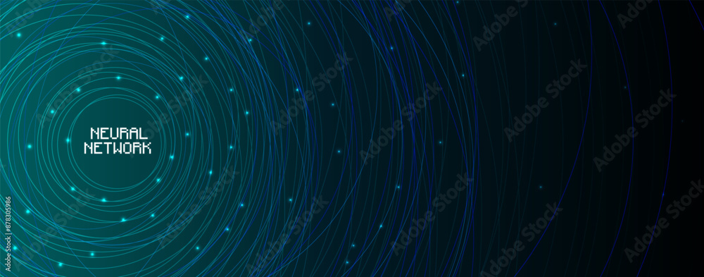 Fototapete neural network concept. connected cells with links. high technology process. abstract futuristic bac
