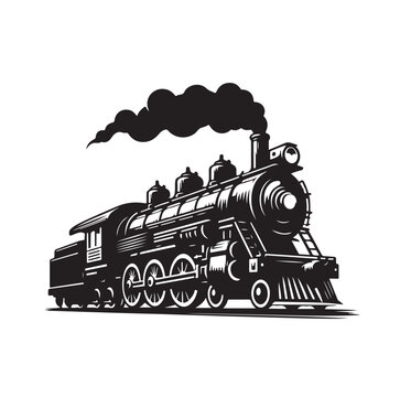 recommend clip art: Vintage steam locomotive ancient train, transport illustration Vector 