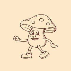 mascot character mushroom with retro style good for logo, branding, and graphic design