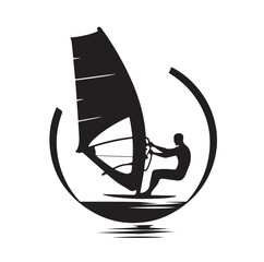 Set Of Windsurfing Silhouettes Illustration vector