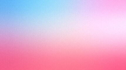 Ziarniste gradientowe tło w kolorach niebieski różowy, szum tekstura na tapecie. Szablon baneru lub plakatu w stylu graficznym retro. Światła ledowe holo bokeh na projekcie okładki © Grainy background