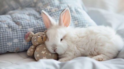 white rabbit on the floor