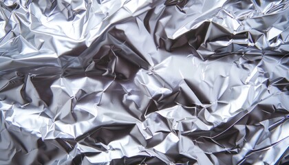 a crumpled piece of aluminum foil, capturing the texture and reflections.